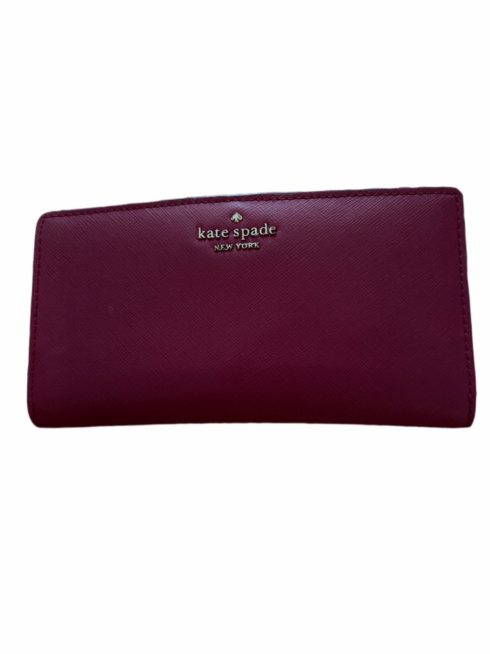 Kate Spade Leather Snap Closure Bi-Fold Wallet in Rouge Wine Color